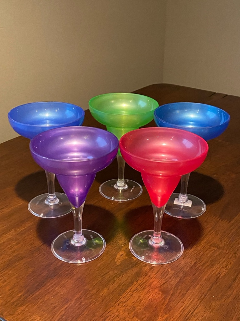 Set of 5 Colorful Plastic Margarita Glasses - Multicolor